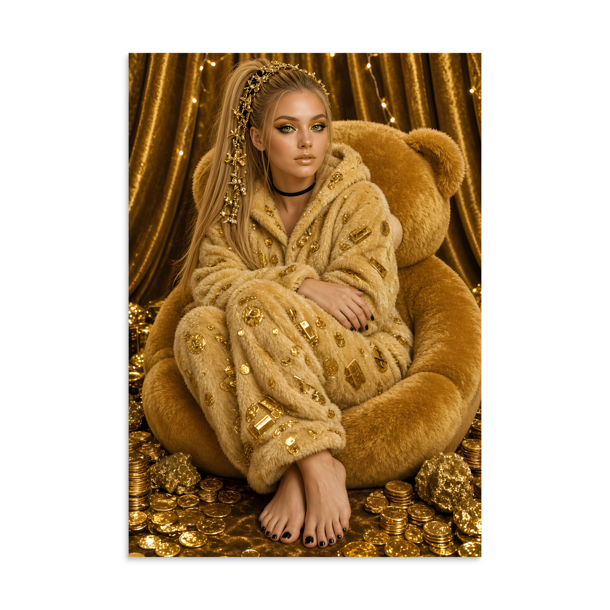 🌸 Fluffy Bright Rainbow Poster, Cute Bare Feet Fun