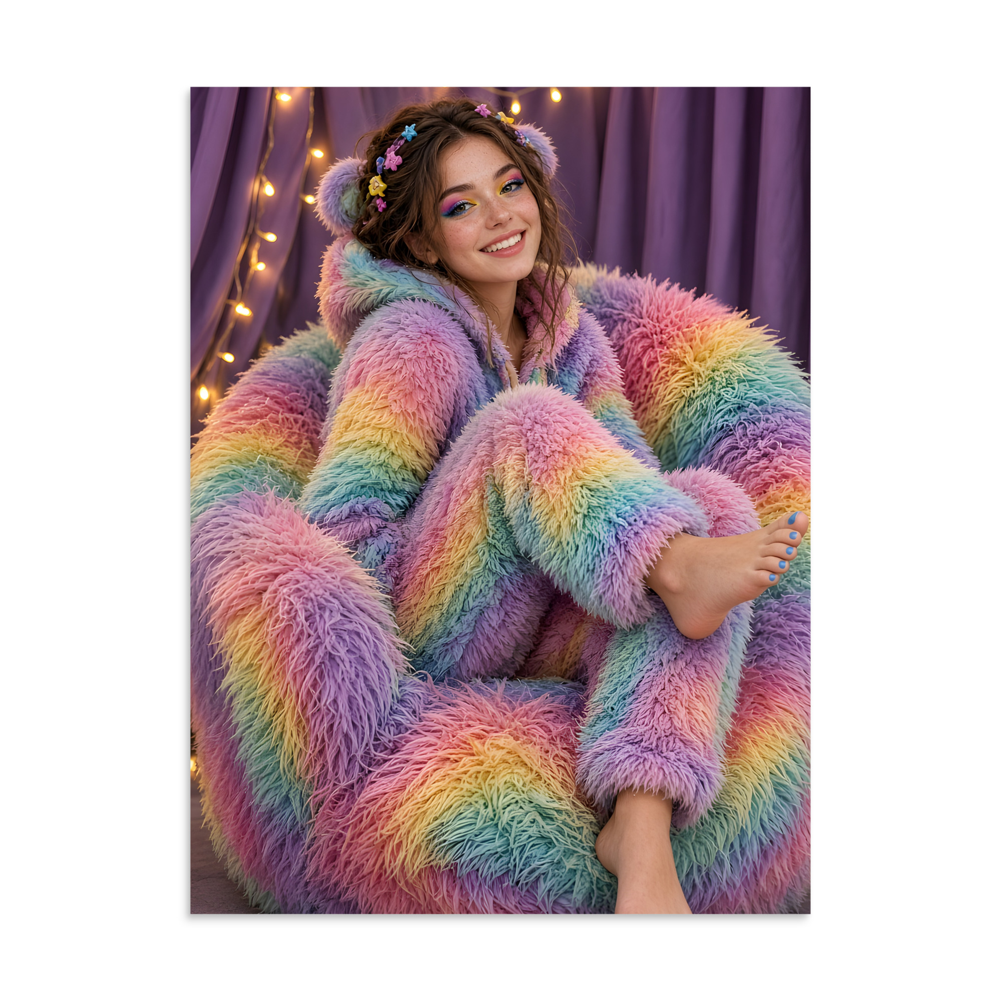 ✨ Gail's Bright Bare Feet Print, Rainbow Colour Fun