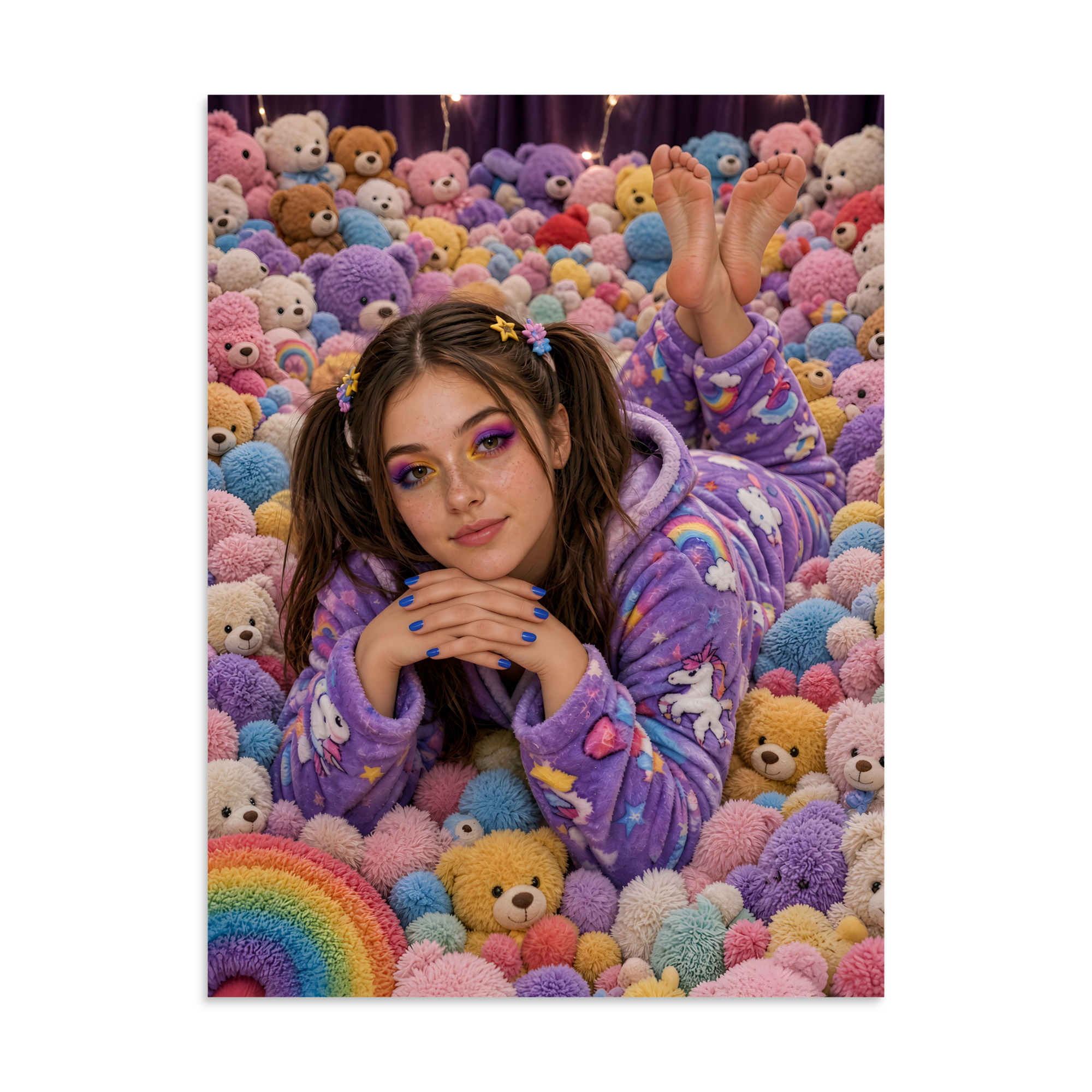 🎨 Colourful Barefoot Rainbow Poster, Cute and Fluffy