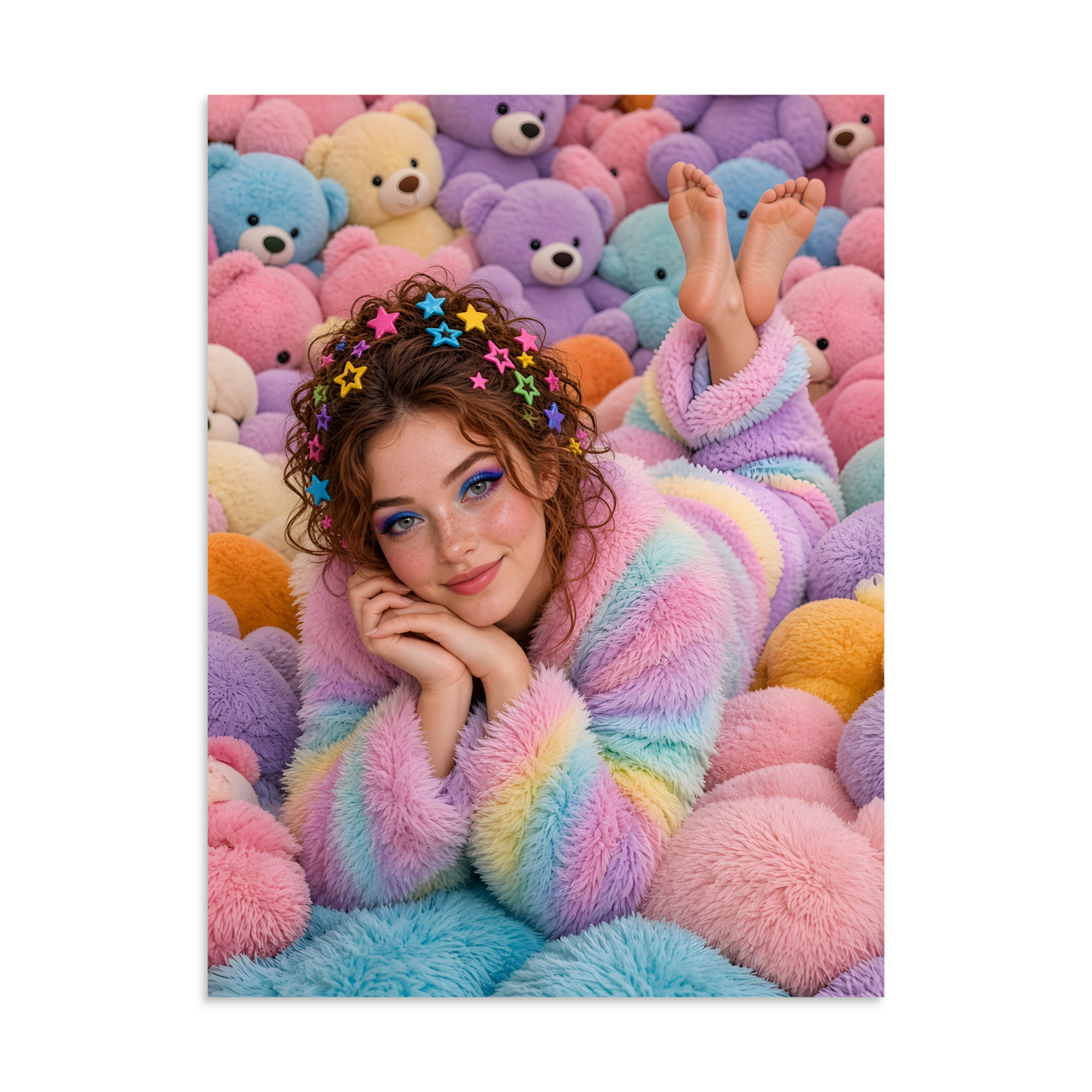 💖 Bare Feet Rainbow Wall Poster, Cute Bright Colour