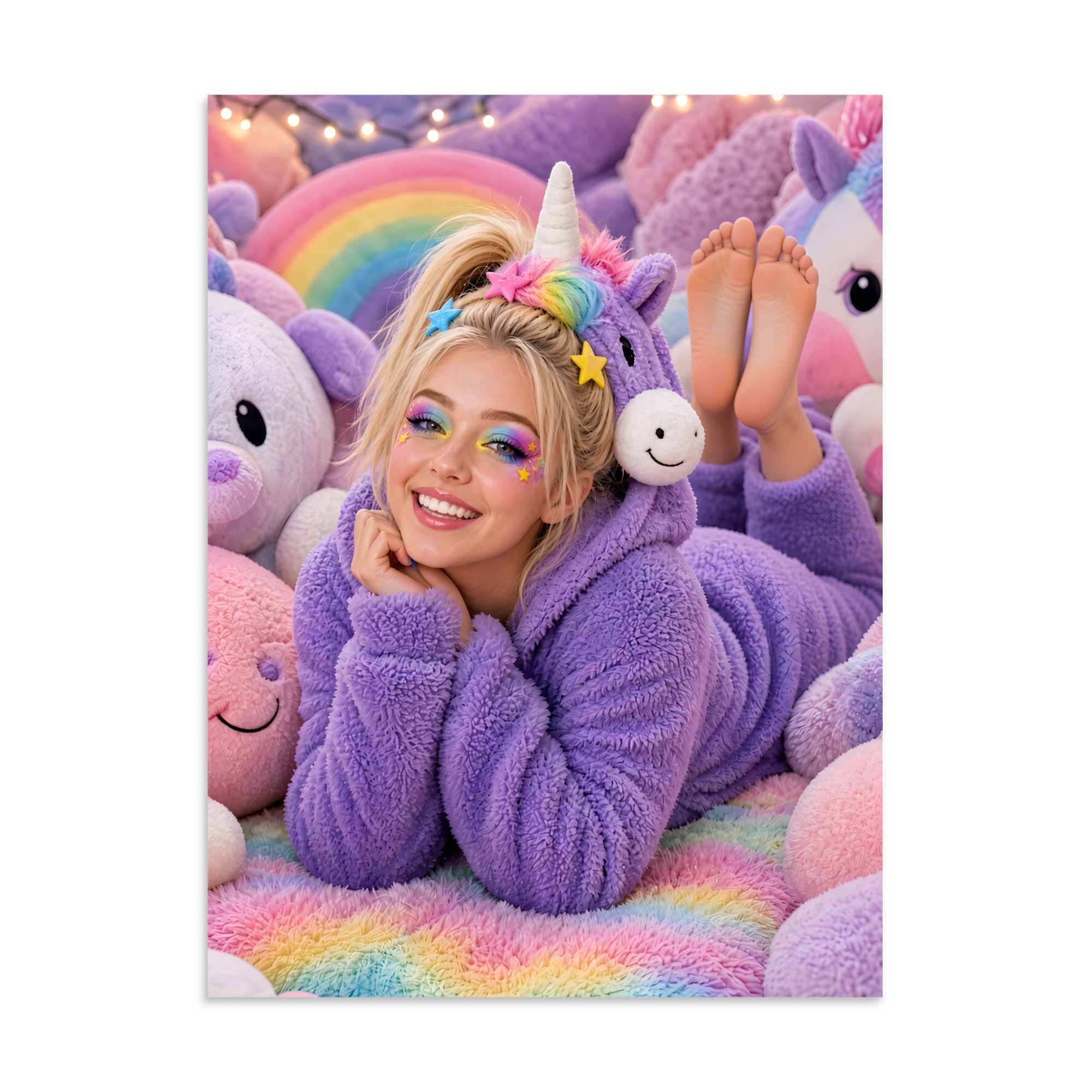 🎨 Colourful Barefoot Rainbow Poster, Cute and Fluffy