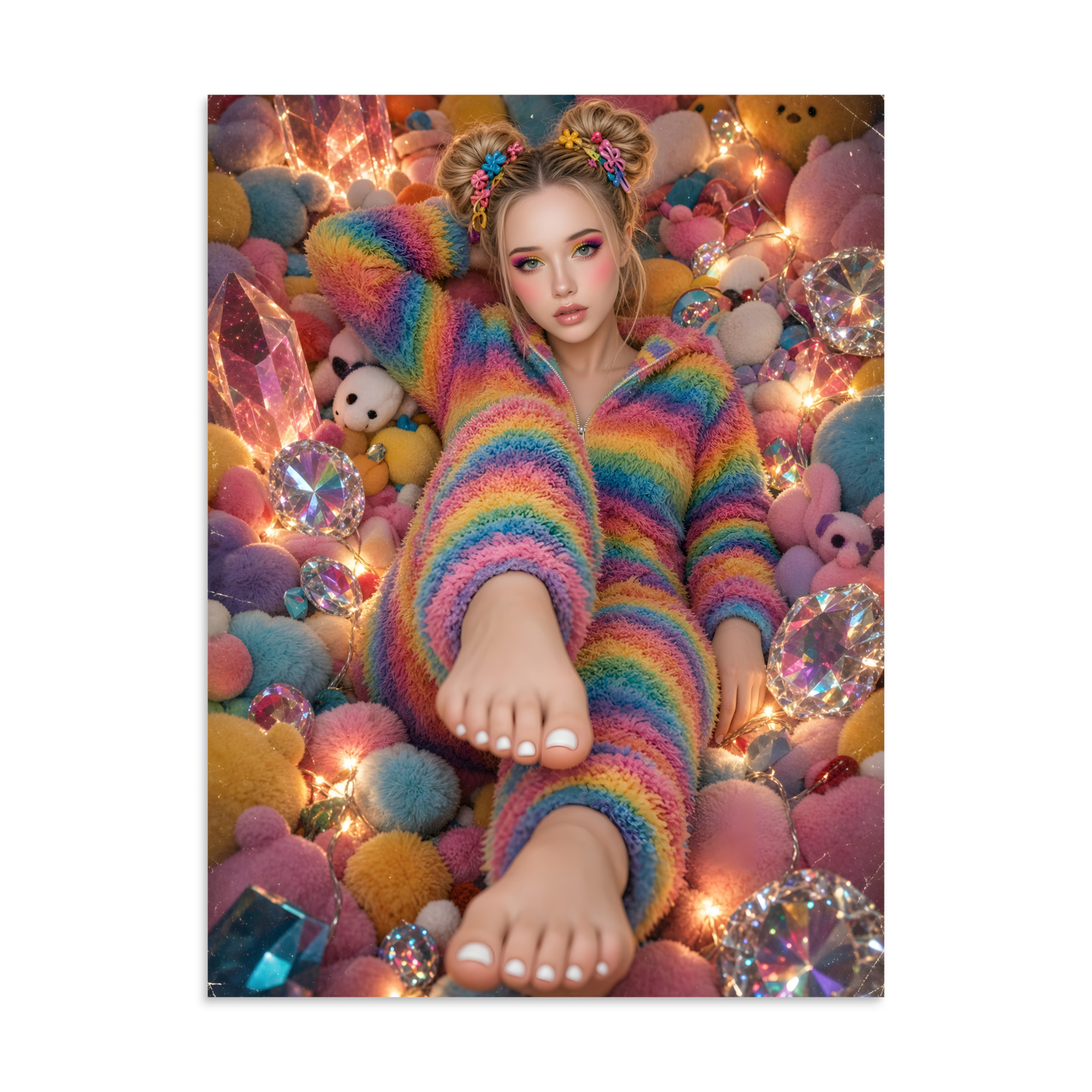 💖 Bare Feet Rainbow Wall Poster, Cute Bright Colour