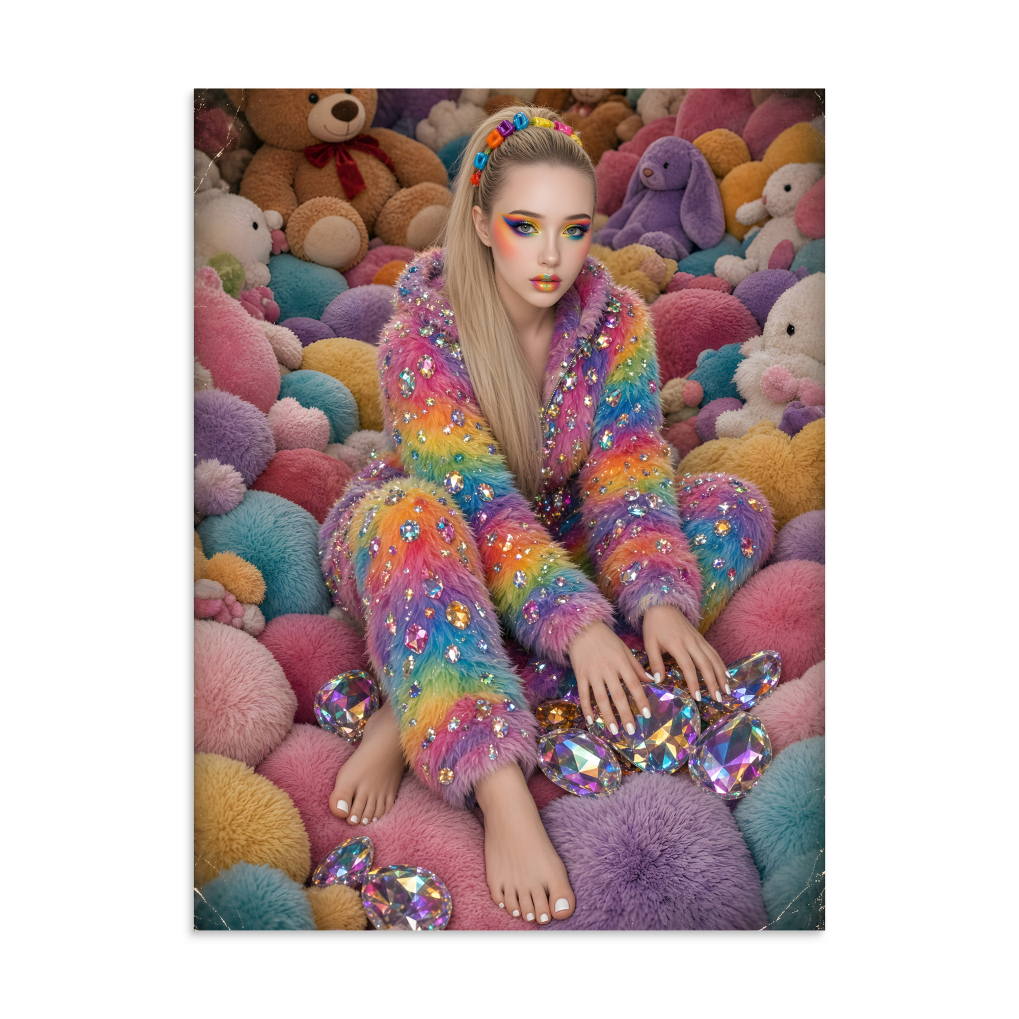 🦶 Aspen's Fun Barefoot Poster, Rainbow Fluffy Art