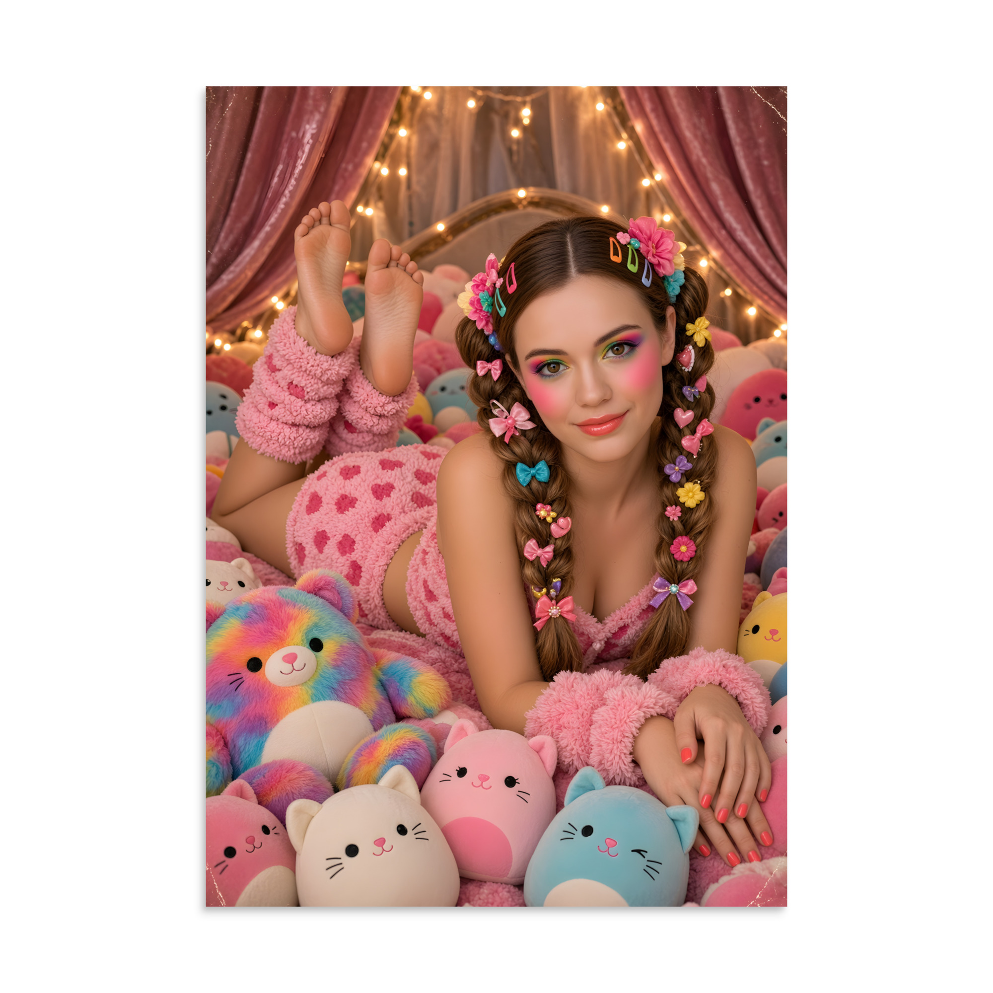 Soft Rainbow Barefoot Poster, Fluffy Fun Wall Art